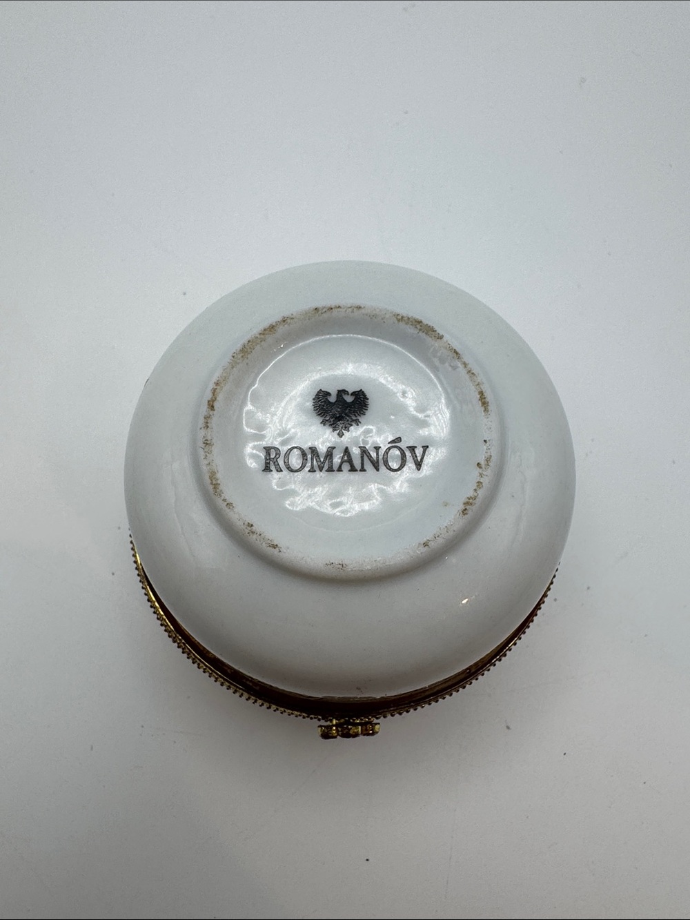 Imperial Romanov Porcelain Handpainted Gold Trim Trinket Vanity Box Oval - Picture 2 of 10